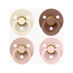 BIBS Colour Pacifier 4 Pack- Ivory/ Blush/ Woodchuck/ Blossom