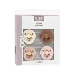 BIBS Colour Pacifier 4 Pack- Ivory/ Blush/ Woodchuck/ Blossom