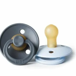 BIBS USA- Natural Rubber Pacifier 2 Pack - Iron/Baby Blue