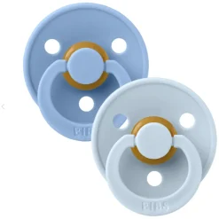 BIBS USA- Natural Rubber Pacifier 2 Pack - Sky Blue/ Baby Blue