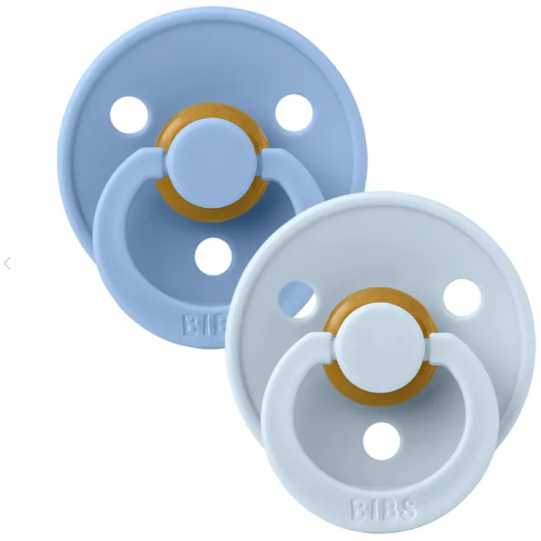 BIBS USA- Natural Rubber Pacifier 2 Pack - Sky Blue/ Baby Blue