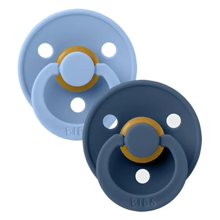 BIBS USA- Natural Rubber Pacifier 2 Pack - Sky Blue/Steel Blue