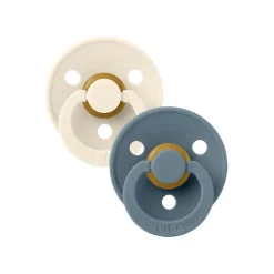 BIBS USA- Natural Rubber Pacifier 2 Pack - Ivory/Petrol