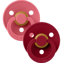 BIBS USA- Natural Rubber Pacifier 2 Pack - Coral/Ruby