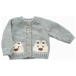 Blueberry Hill Bear Cardigan, Bowie Grey