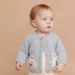 Blueberry Hill Bear Cardigan, Bowie Grey