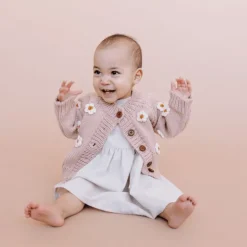 Blueberry Hill Flower Cardigan, Blush