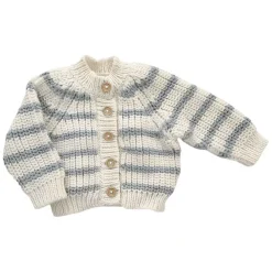 Blueberry Hill Rib Knit Stripe Cardigan, Bowie Grey