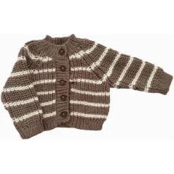 Blueberry Hill Rib Knit Stripe Cardigan, Tan