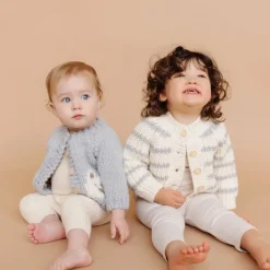 Blueberry Hill Rib Knit Stripe Cardigan, Bowie Grey
