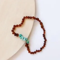Canyonleaf Kids Raw Cognac Amber + Amazonite Necklace