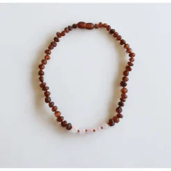 Canyonleaf Kids Raw Cognac Amber + Rose Quartz Necklace
