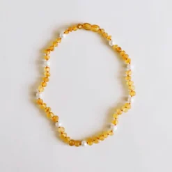 Canyonleaf Raw Honey Amber + Pearl Halo Necklace