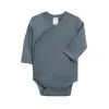 Colored Organics Long Sleeve Classic Kimono Bodysuit- Harbor