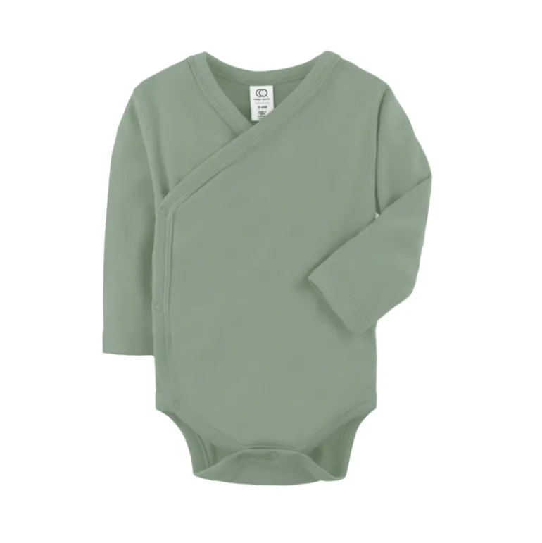 Colored Organics Long Sleeve Classic Kimono Bodysuit- Thyme