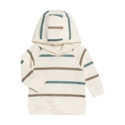 Colored Organics Madison Hooded Pullover - Max Stripe Teal +Taupe