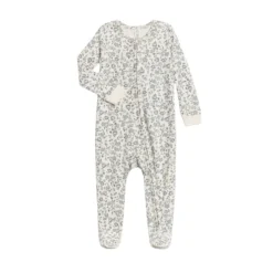 Colored Organics Peyton Footed Sleeper- Lena Floral / Mist