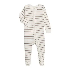 Colored Organics Peyton Footed Sleeper- Kade Stripe / Taupe