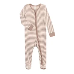Colored Organics Peyton Footed Sleeper- Truffle Stripe