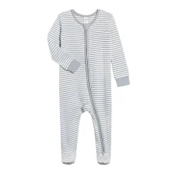 Colored Organics Peyton Footed Sleeper- Mist Stripe