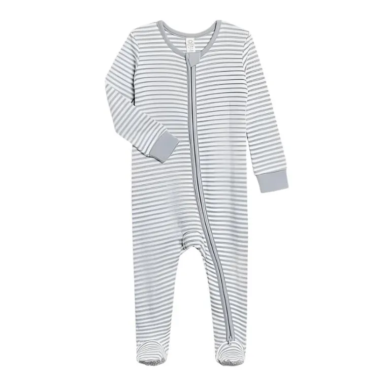 Colored Organics Peyton Footed Sleeper- Mist Stripe