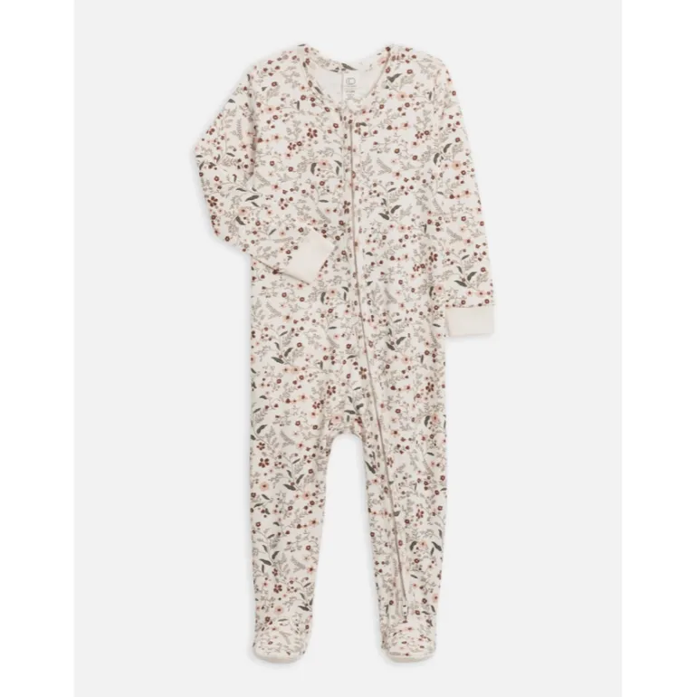 Colored Organics Peyton Footed Sleeper- Hailey Floral/ Fawn