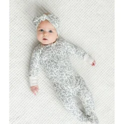 Colored Organics Peyton Footed Sleeper- Lena Floral / Mist