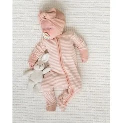 Colored Organics Peyton Footed Sleeper- Blush Stripe