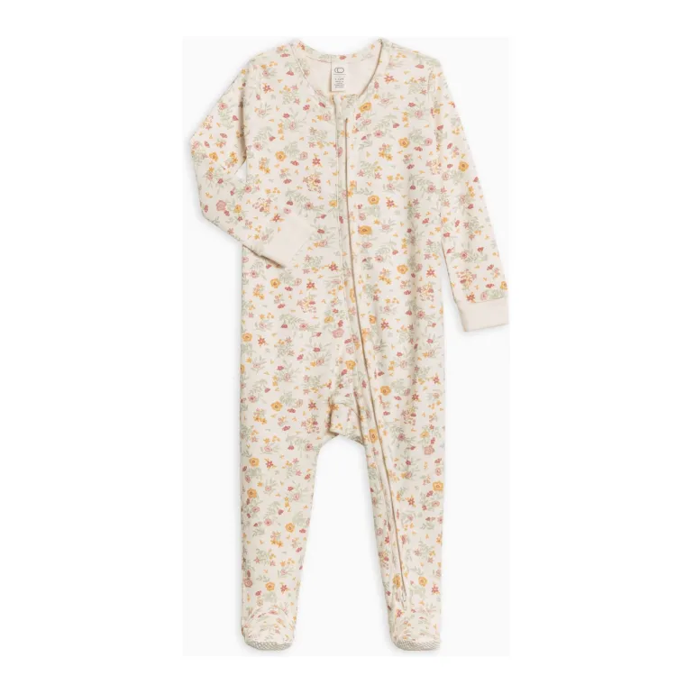 Colored Organics Peyton Zipper Sleeper- Bianca Floral/ Berry