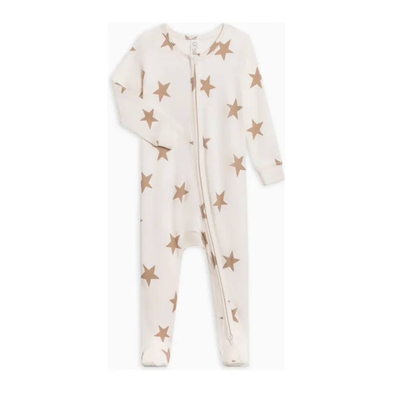Colored Organics Peyton Zipper Sleeper- Star/ Truffle