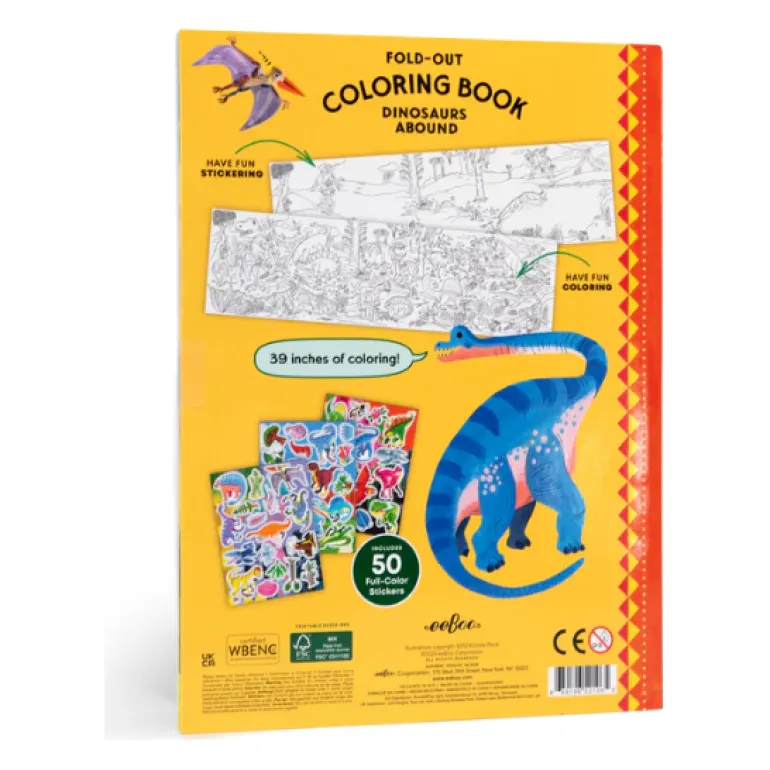 eeBoo Fold-Out Coloring Book - Dinosaurs Abound