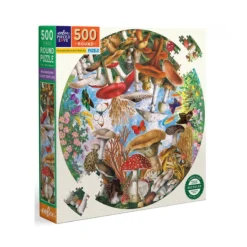 eeboo Mushrooms and Butterflies 500 Piece Round Puzzle