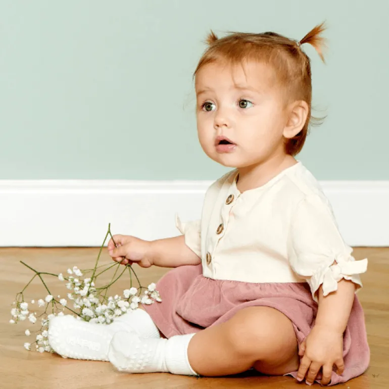 GoBabyGo Non-Slip Socks Bamboo Fiber - Off-White
