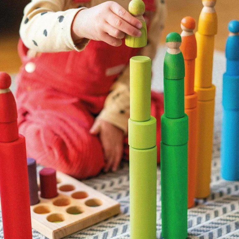 Grimm's Stacking Game Small Rollers Rainbow