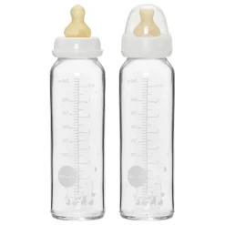 Hevea Standard Neck Glass Baby Bottles- 240ML/ 8oz, Two-Pack