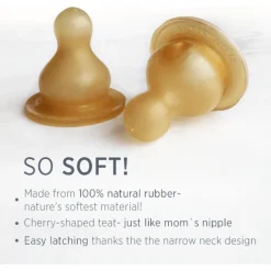 Hevea- Standard Neck Glass Baby Bottle Replacement Nipples- 2 Pack