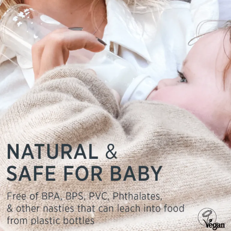 Hevea Standard Neck Glass Baby Bottles- 120ML/ 4oz, Two-Pack