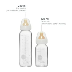 Hevea Standard Neck Glass Baby Bottles- 240ML/ 8oz, Single