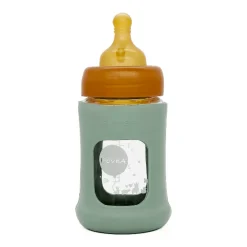 Hevea Wide Neck Baby Glass Bottle with Sleeve- 150ML/5OZ, single