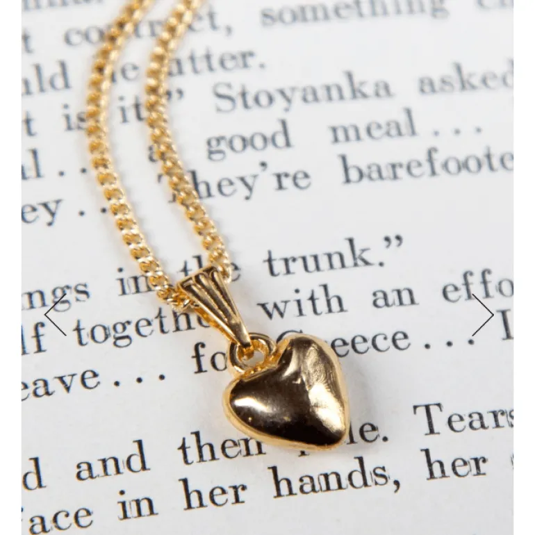 Kindred Objects- Vintage Gold Mini Puff Heart Necklace