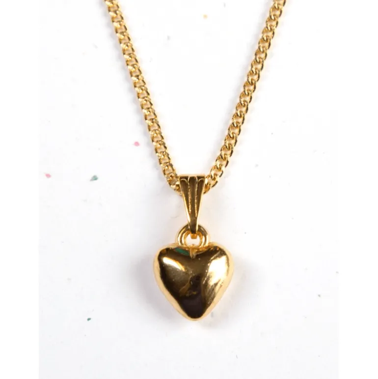 Kindred Objects- Vintage Gold Mini Puff Heart Necklace
