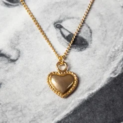 Kindred Objects- Vintage Heavy Gold Heart Charm Necklace