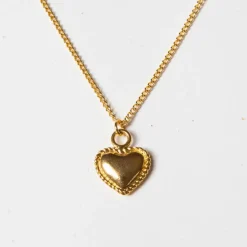 Kindred Objects- Vintage Heavy Gold Heart Charm Necklace