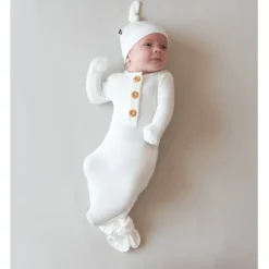 Kyte Baby Ribbed Knotted Gown with Hat Set