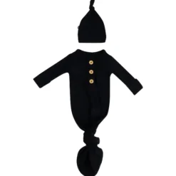 Kyte Baby Ribbed Knotted Gown with Hat Set