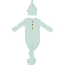 Kyte Baby Ribbed Knotted Gown with Hat Set