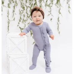 Kyte Baby Ribbed Ruffle Zippered Footie
