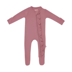 Kyte Baby Ribbed Ruffle Zippered Footie
