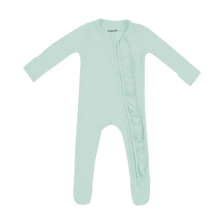 Kyte Baby Ribbed Ruffle Zippered Footie