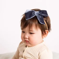 Lou Lou & Company Steele Blue Large Bow Nylon Headband